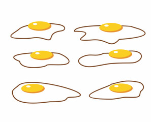 fried egg set cartoon icon collection vector design