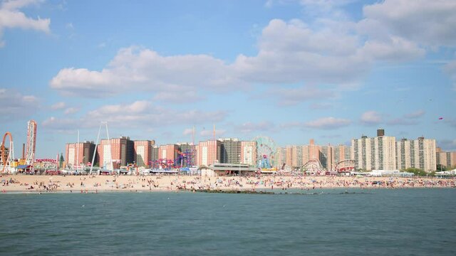 brighton beach pier view 4k timelapse from coney island new york