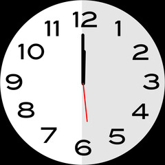 12 o'clock or midnight analog clock icon