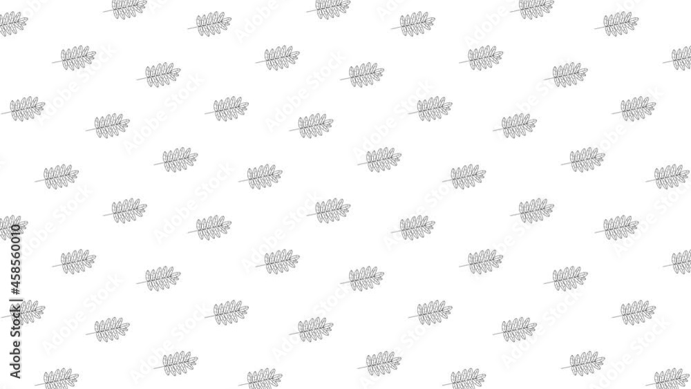 Poster rowan tree leaves black thin line icons on a white background. seamless loop motion graphic pattern 