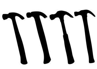 Set of household hammers. Vector image.