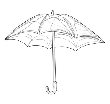 Vector image of an open umbrella in lines. Concept. Outline. EPS 10