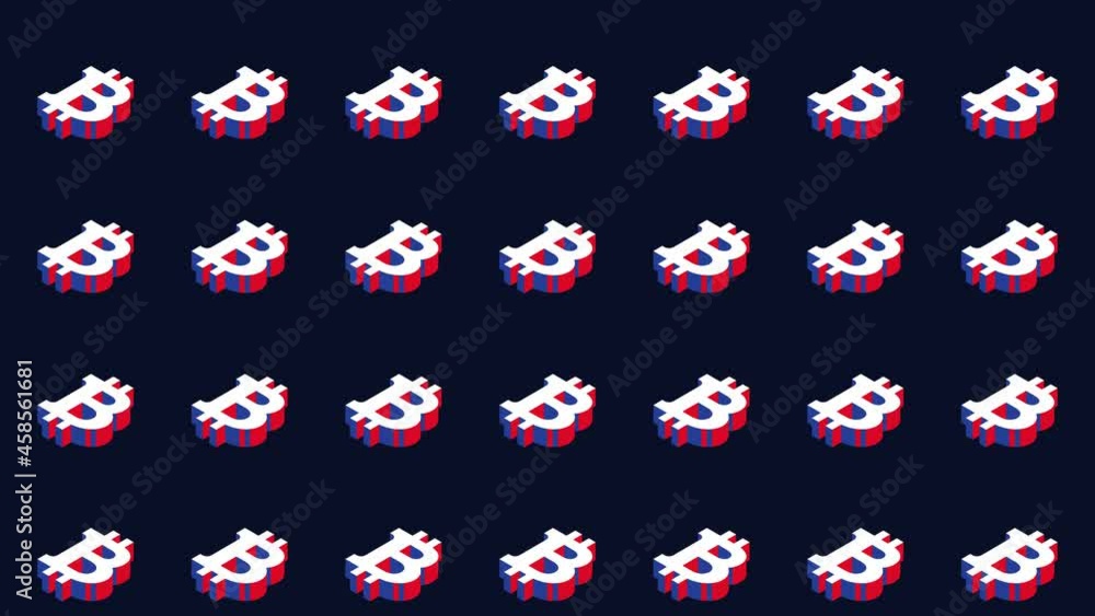 Aufkleber animated pattern with isometric symbols of cryptocurrency bitcoin. simple seamless loop modern motio
