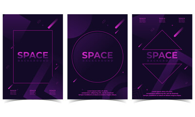 Space Background Purple. Set of 3 simple Background Vector Illustration Flat Style. Suitable for poster, cover, web, social banner, or flyer