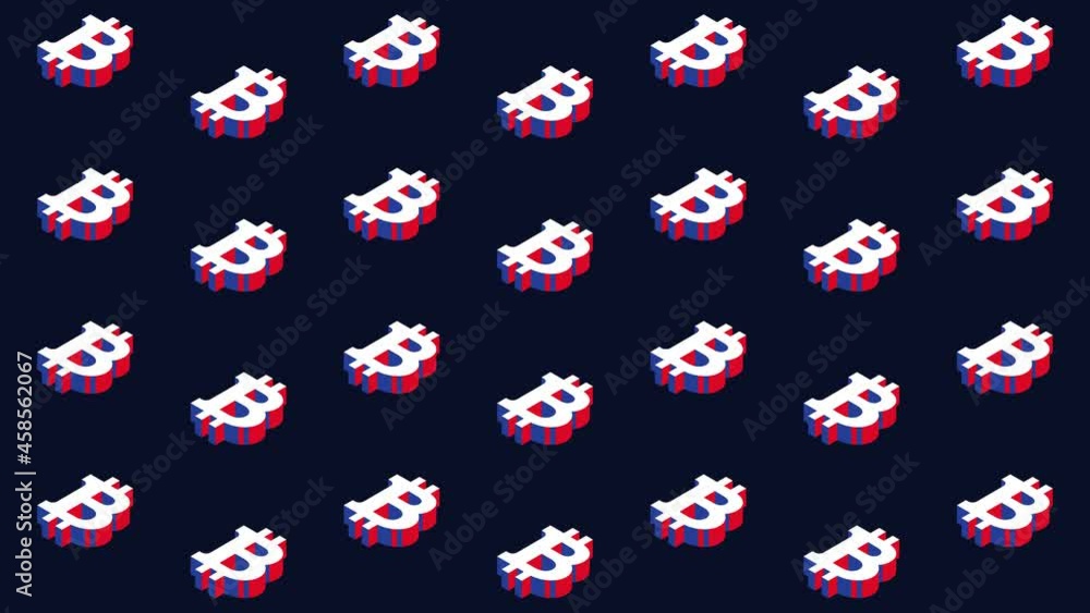 Aufkleber animated pattern with isometric symbols of cryptocurrency bitcoin. simple seamless loop modern motio