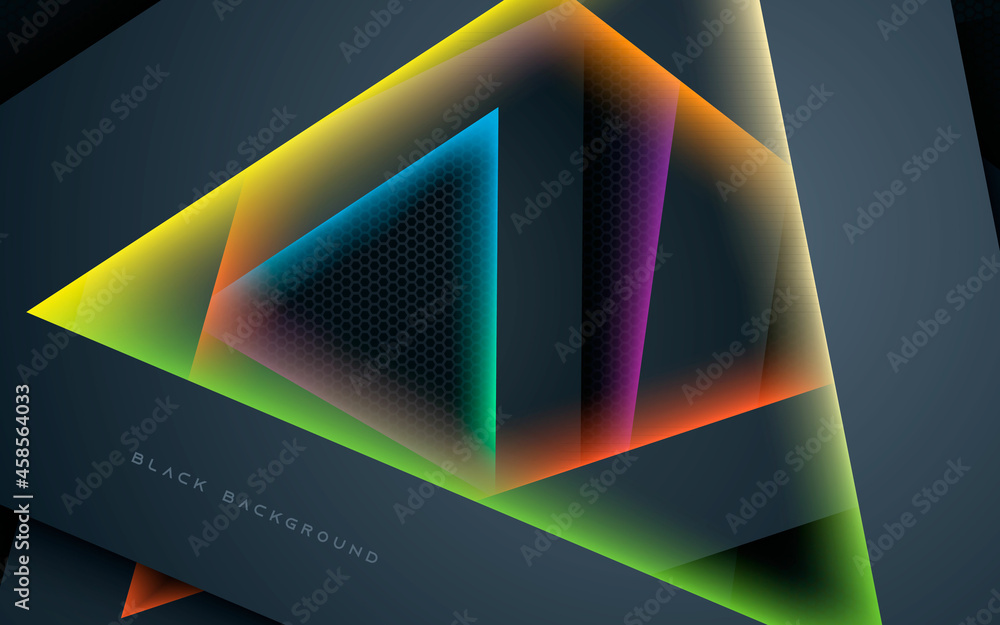 Poster abstract triangle overlap layers with colorful light background