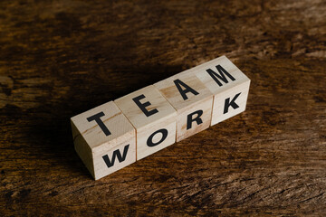 Wooden block cube with alphabet text 