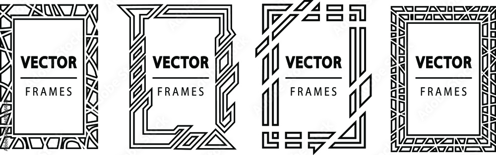 Poster vector modern frames. flat rectangle mosaic borders collection, isolated on white background. abstra