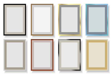 Simple rectangle frames. Collection of colorful borders. Copy space, empty place for your text and image.