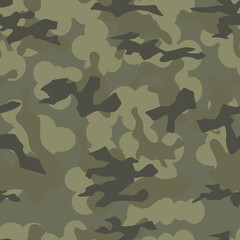Fototapeta premium Forest camouflage background, khaki pattern, repeat background, vector illustration. EPS