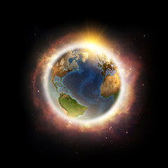 Global warming, climate change, worldwide disaster on Planet Earth. 3D illustration - Elements of this image furnished by NASA.