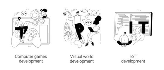 Programming team abstract concept vector illustrations.