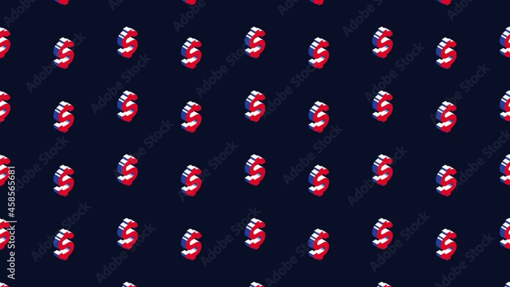 Aufkleber isometric symbols of american currency dollar in animated mosaic. simple seamless loop modern motion