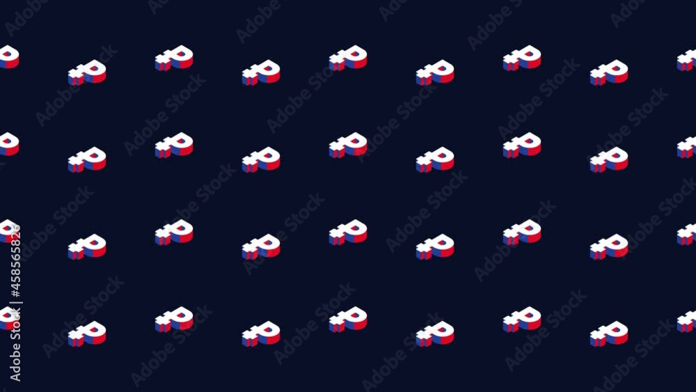 Aufkleber isometric symbols of russian currency ruble in animated mosaic. simple seamless loop modern motion g