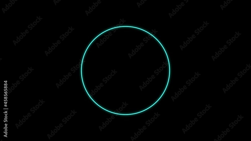 Aufkleber neon circles seamless loop animation. abstract futuristic motion graphics on a dark background