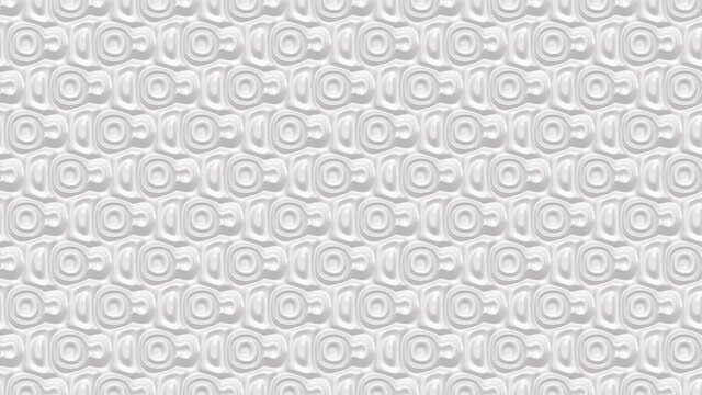 White abstract geometric background with changing circles, geometric animated pattern made of smooth soft material, animation texture with square flowing elements, loopable stock video