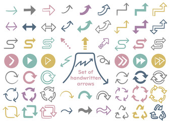 矢印のアイコンセット低彩度カラーベクターイラスト素材