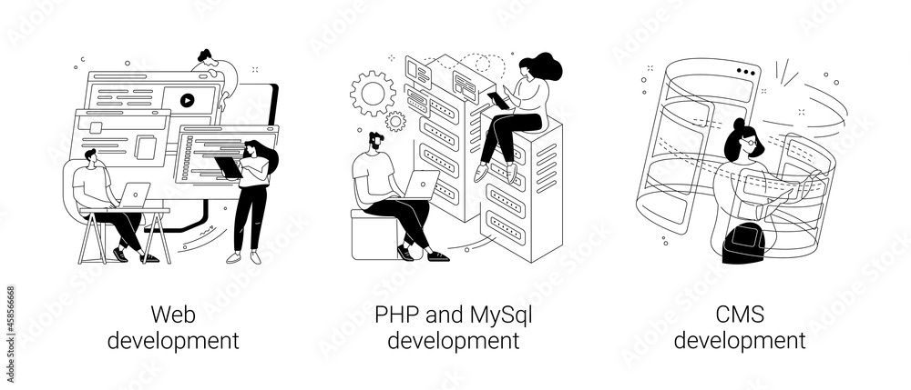 Aufkleber website architecture abstract concept vector illustrations.