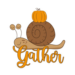 Gather - Autumnal decoration pumpkin and cute snail. Good for poster, card, label , textile print and other decoration.