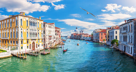 Grand Canal of Venice, view of the Lagoon near Santa Maria della Salute, Italy © AlexAnton