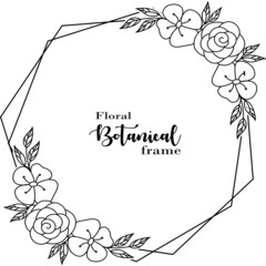 Floral Botanical Frame Vector Hand Drawing Illustration