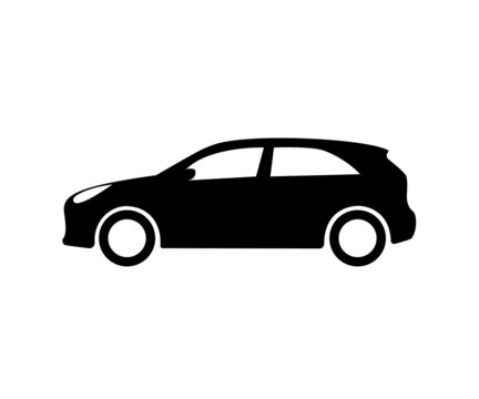 Hatchback car icon. Simple side view vector image.