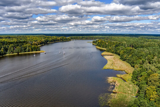 Aerial view of the Jeziorak Lake in Northern Poland