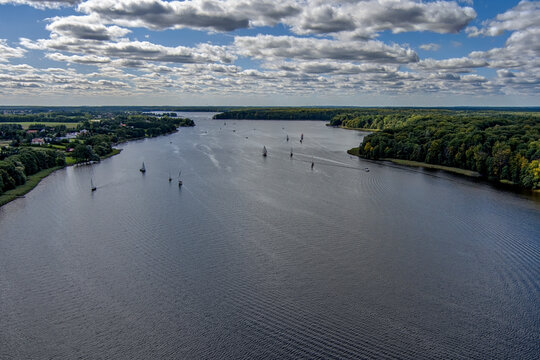 Aerial view of the Jeziorak Lake in Northern Poland
