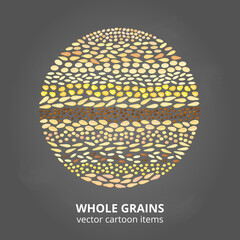 Cereal grains in circle.