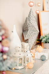 Christmas decorations for home, selective focus