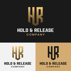 Monogram Letter Initial H R HR RH for Hold Release Logo Design Template. Suitable for General Business Company Corporate Brand Simple Unique Hipster Rustic Retro Logo Design.