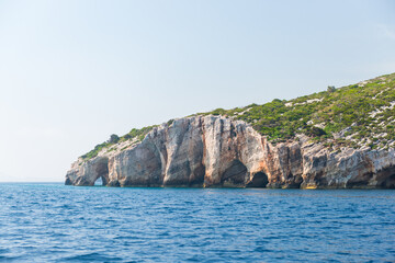 Fototapeta na wymiar The famous Blue Caves in Zakynthos island, Greece