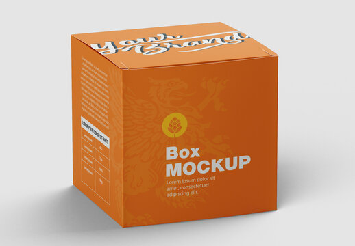 Square Cardboard Box Mockup