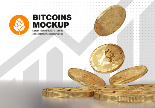 Golden Bitcoin Mockup