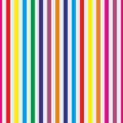 Seamless stripes vector background or pattern. Desktop wallpaper with colorful yellow, red, pink, green, blue, orange and violet stripes for kids website background