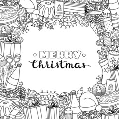 Background with hand drawn Christmas items.