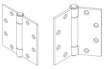 Vector isometric butt door hinge