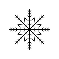 Black snowflake. Icon logo design. Ice crystal winter symbol. Template for winter design. 