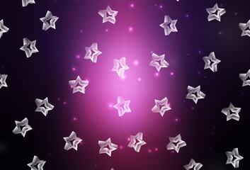 Dark Pink vector template with sky stars.