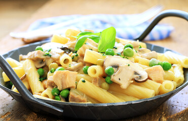 Pasta mit Champignon-Sahnesauce