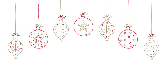 Hand drawn Christmas balls with decorations. Vector