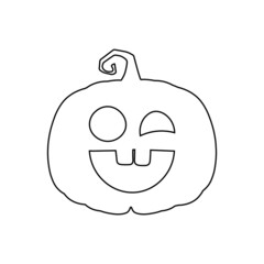 Halloween scary pumpkin in flat style Holiday cartoon concept