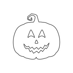 Halloween scary pumpkin in flat style Holiday cartoon concept