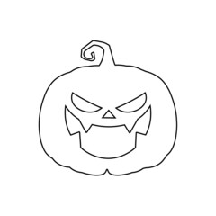 Halloween scary pumpkin in flat style Holiday cartoon concept