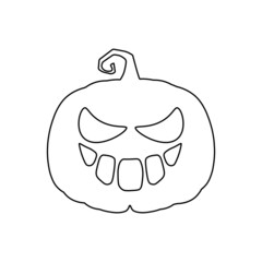 Halloween scary pumpkin in flat style Holiday cartoon concept