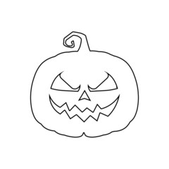 Halloween scary pumpkin in flat style Holiday cartoon concept