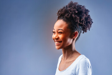 Happy charismatic young Black woman with vivacious smile