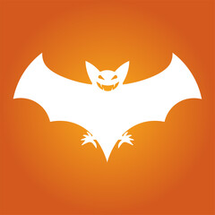 Simple illustration of white bat silhouette for halloween day