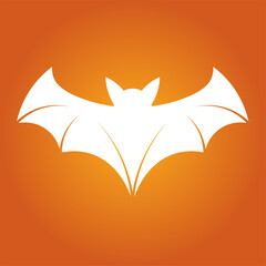 Simple illustration of white bat silhouette for halloween day