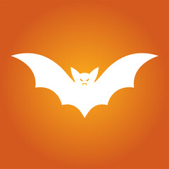 Simple illustration of white bat silhouette for halloween day